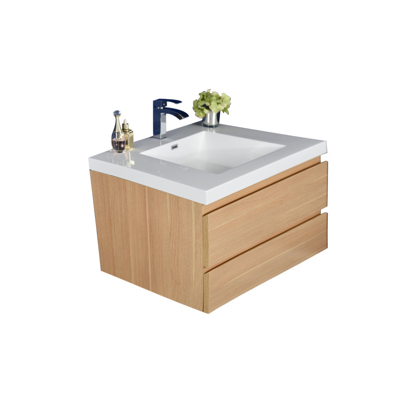 Ebern Designs Curly 41.75'' Wall Mounted Single Bathroom Vanity with Plastic Vanity Top